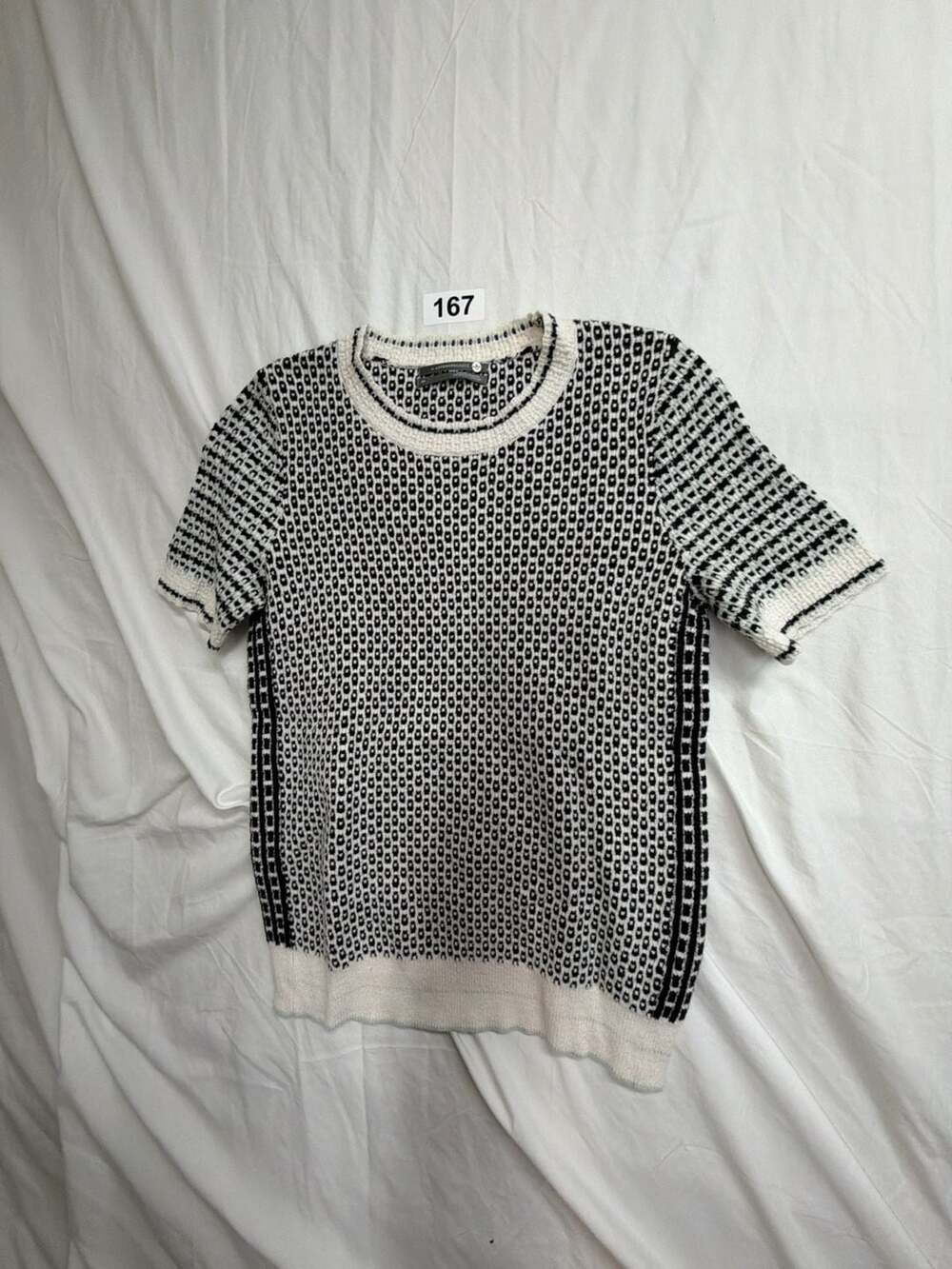 by Anthropologie Keaton Sweater Tee Black & White Short Sleeve Knit XS
